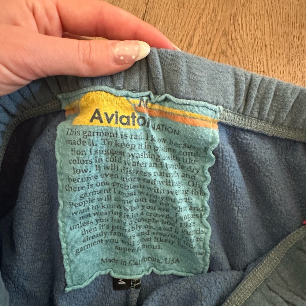 Aviator Nation Blue Sweatpants with Colorful Stripes - Picture 4 of 8